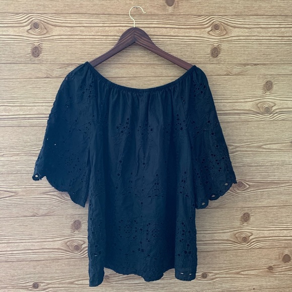 GAP BLACK PRETTY LACEY LACE BLOUSE BOHO FEMME - Picture 4 of 4